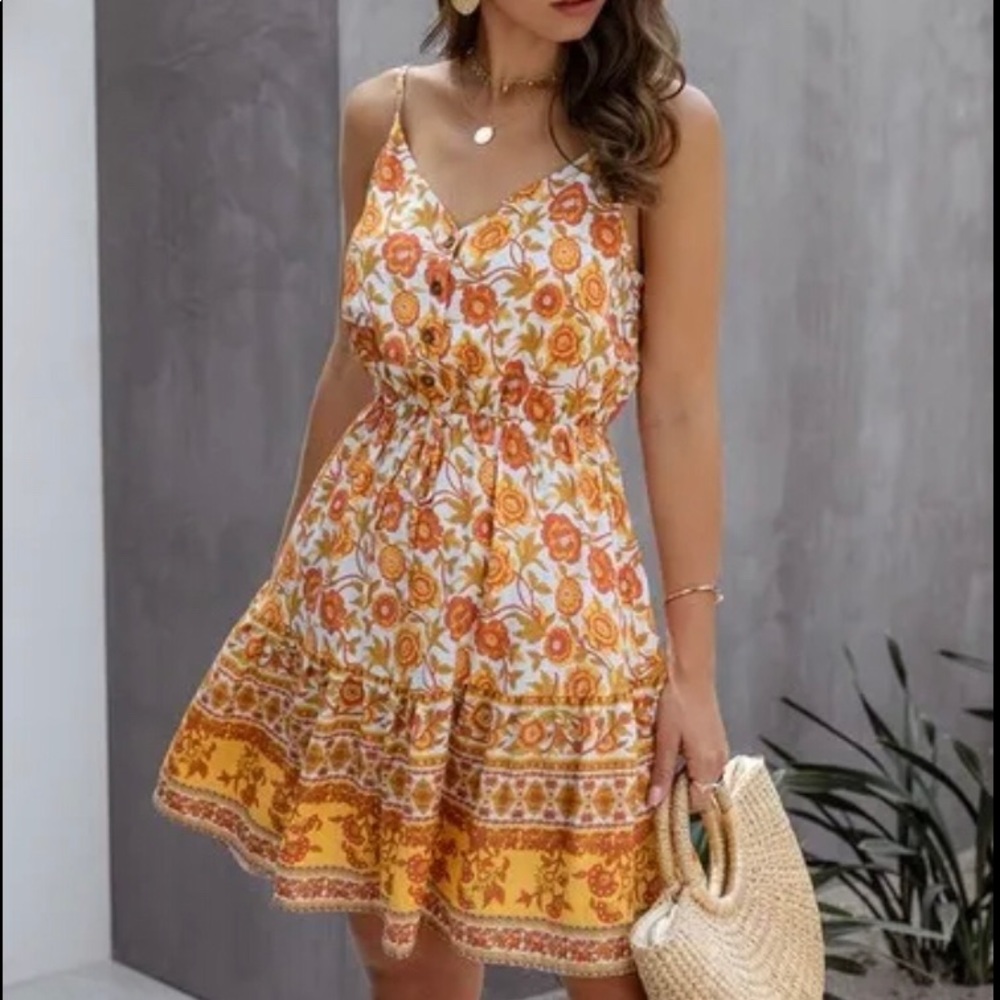 Beautiful Floral Spring Spaghetti Strap Dress